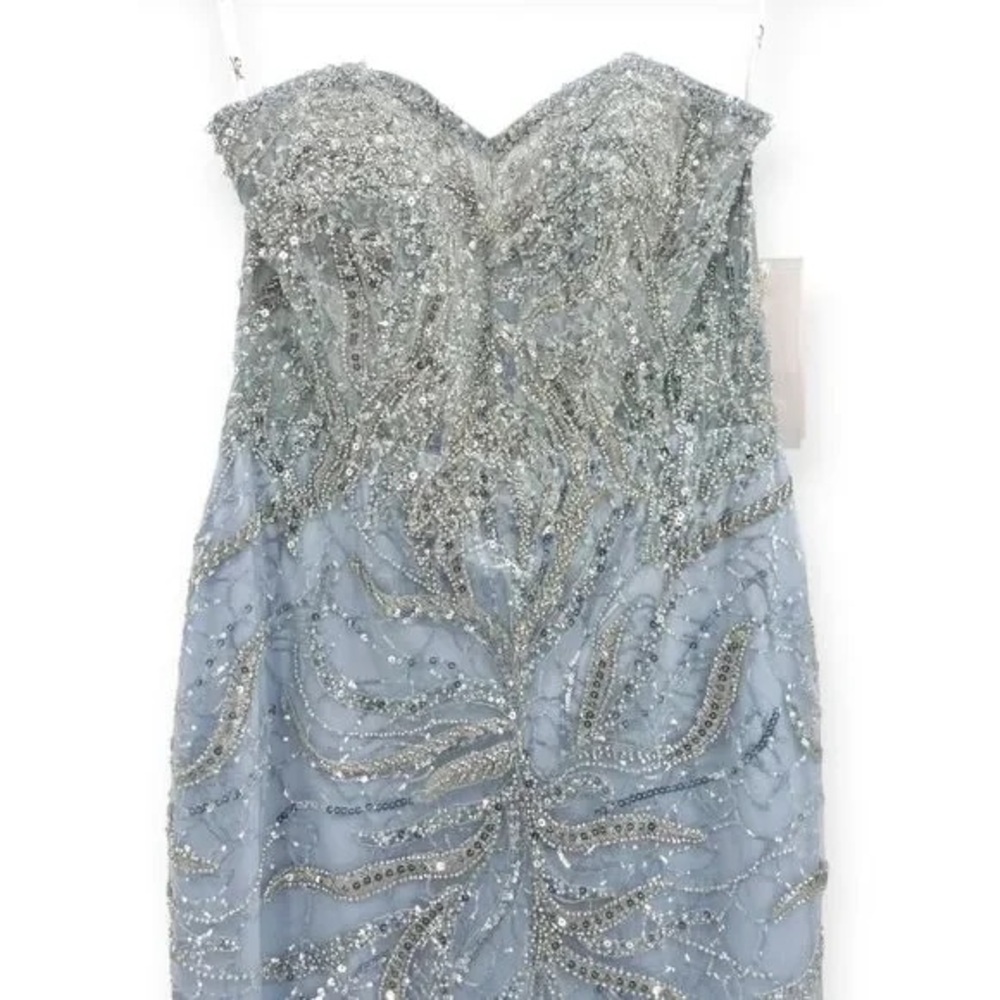 NWT Mac Duggal Stunning Cinderella Blue Rhinestoned Gown - Picture 2 of 5